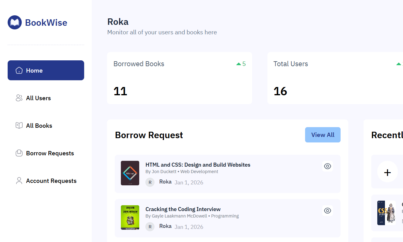 Admin dashboard with user management